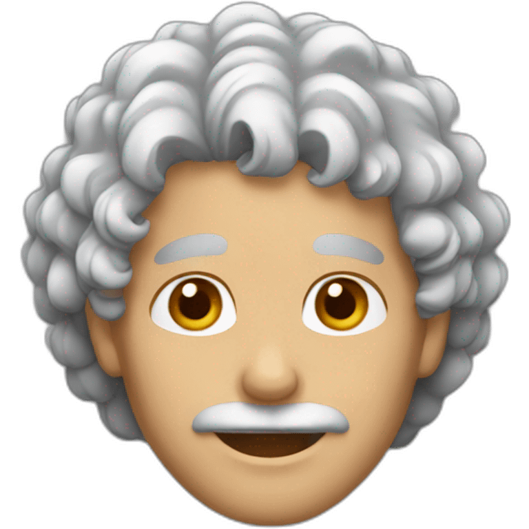 Gray-haired, curly-haired guy emoji