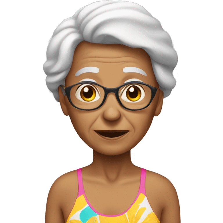 Old woman with a swim suit emoji