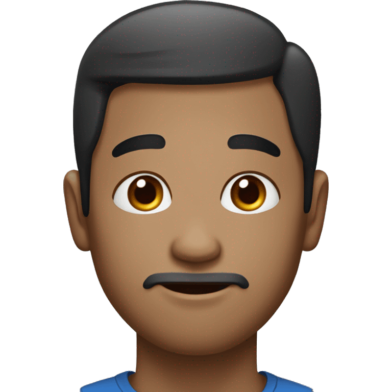 Indonesian man with dark brown skin, thin face, mole on right chin, thin beard, wrinkled forehead, acne scars on face emoji