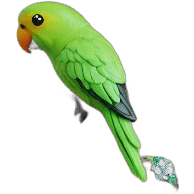 green parakeet rose ring on neck emoji