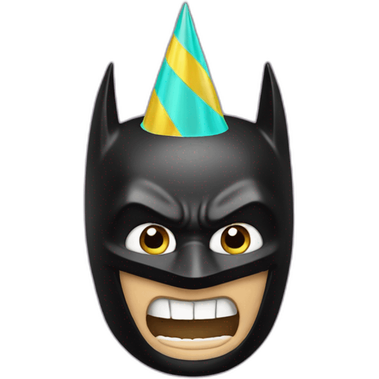 Batman with a party hat emoji