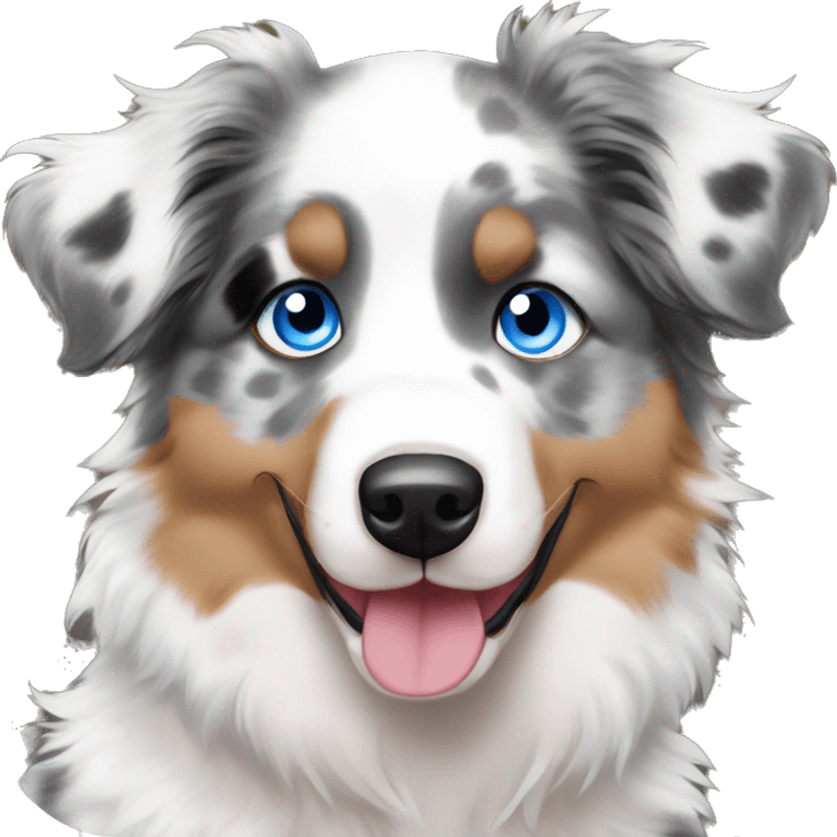 merle australian shepherd puppy with blue eyes emoji