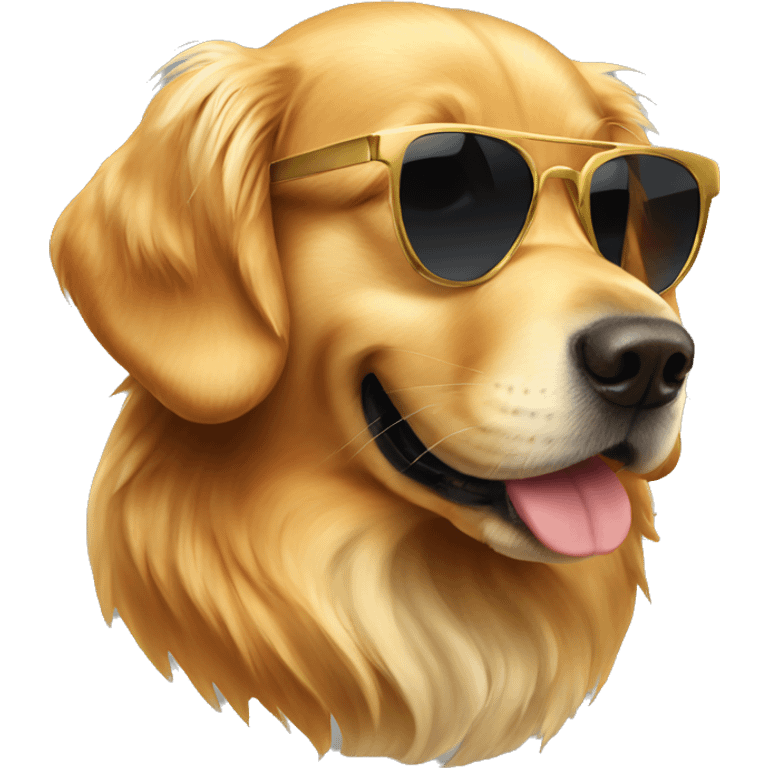 Golden retriever wearing sunglasses emoji