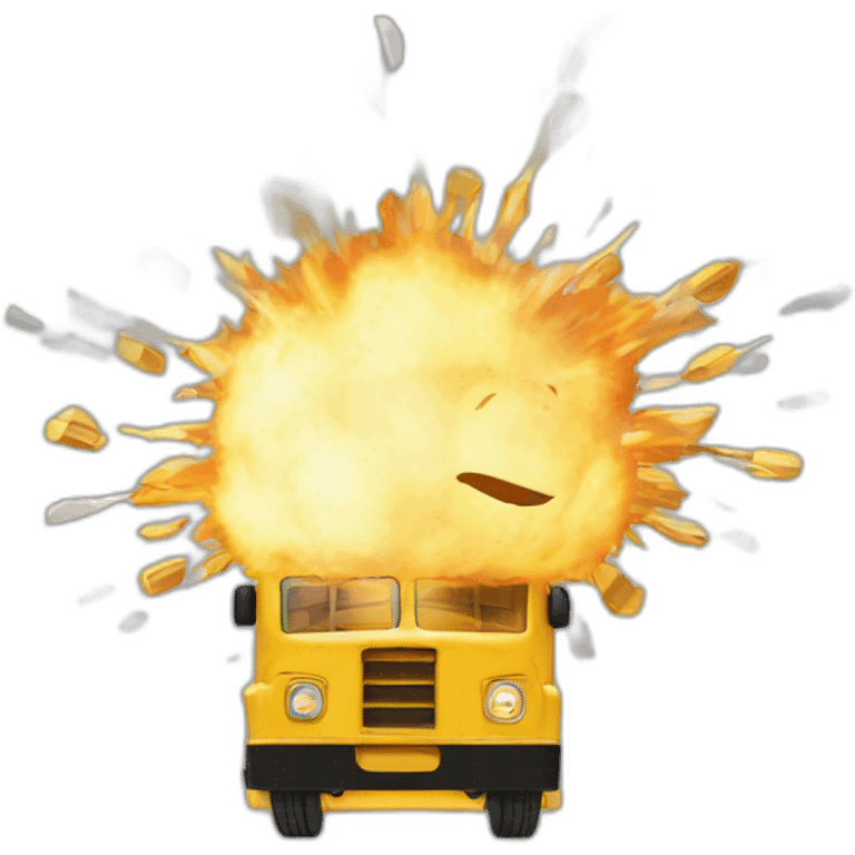 head explosion, student, bus, apple emoji