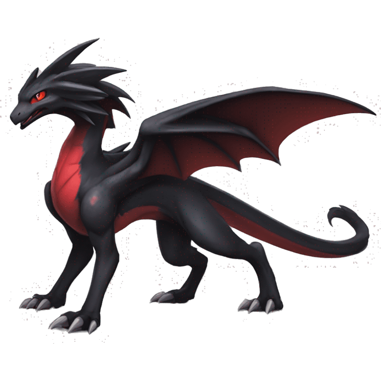 cool edgy black and red Dark-type nargacuga Pokémon full body emoji