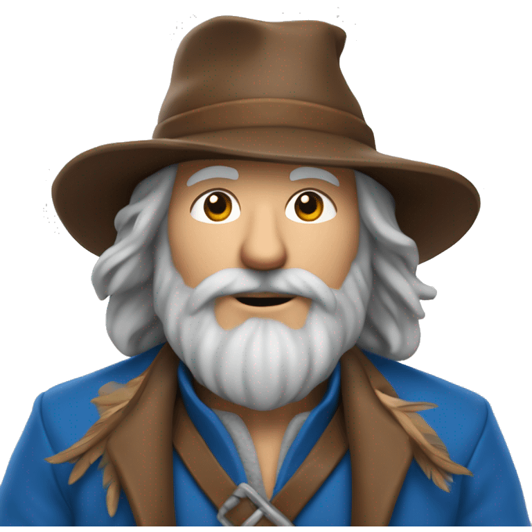 Tom Bombadil was a merry fellow, with a bright blue jacket and a brown hat with a blue feather emoji