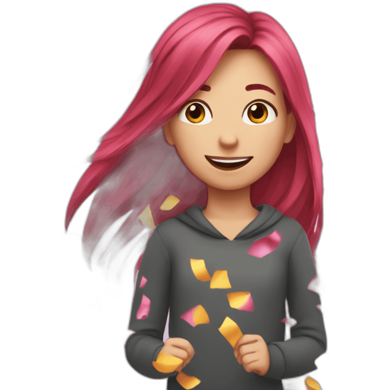 girl-long-straight-rosered-hair-throwing-confetti emoji