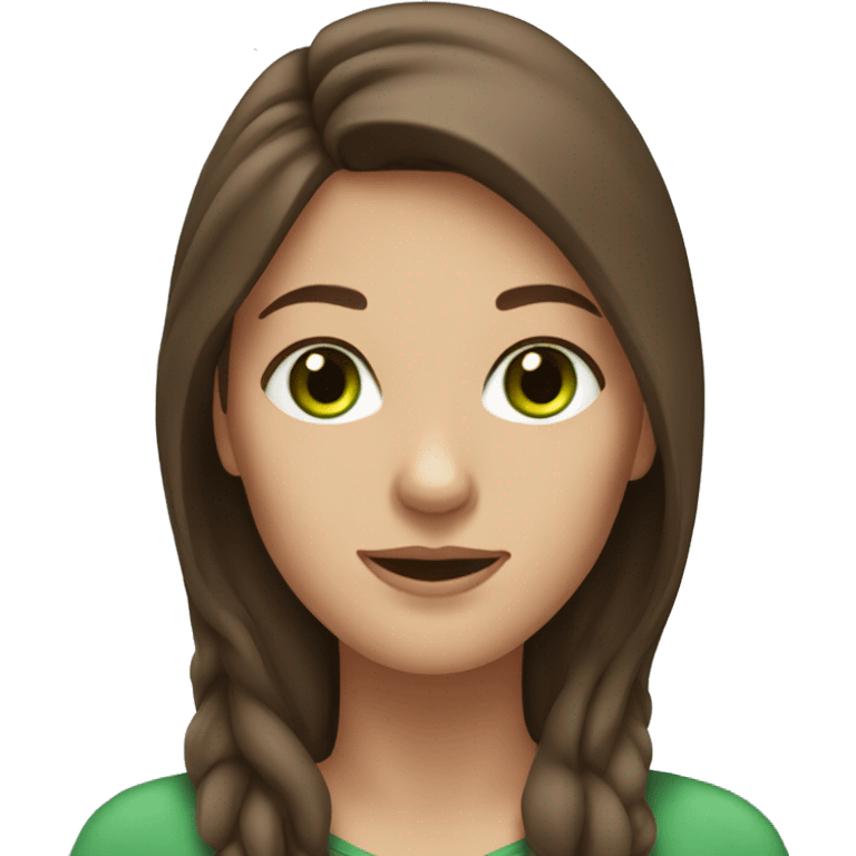 woman, long brown hair, green eyes emoji