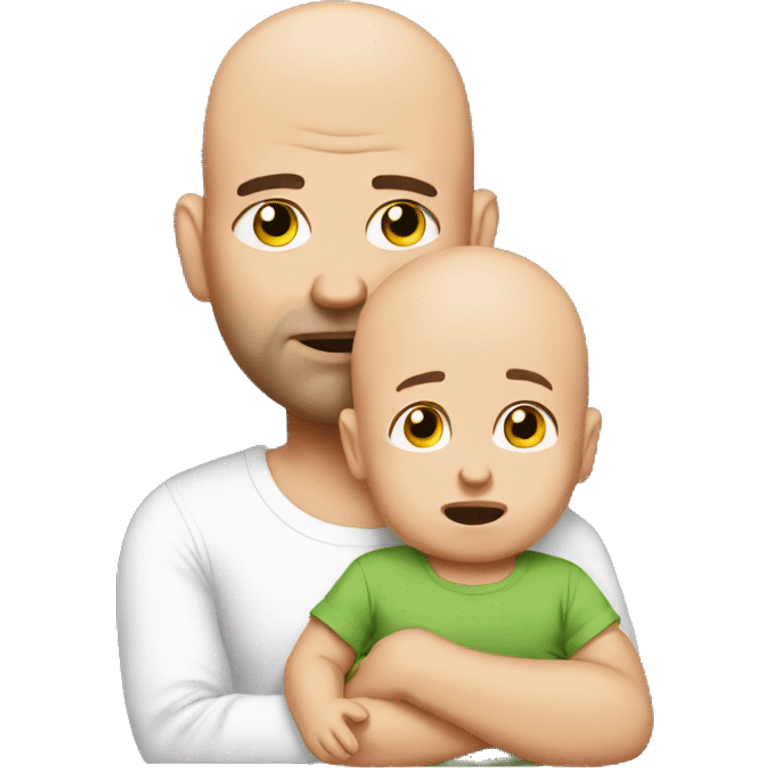 disappointed bald man with baby emoji