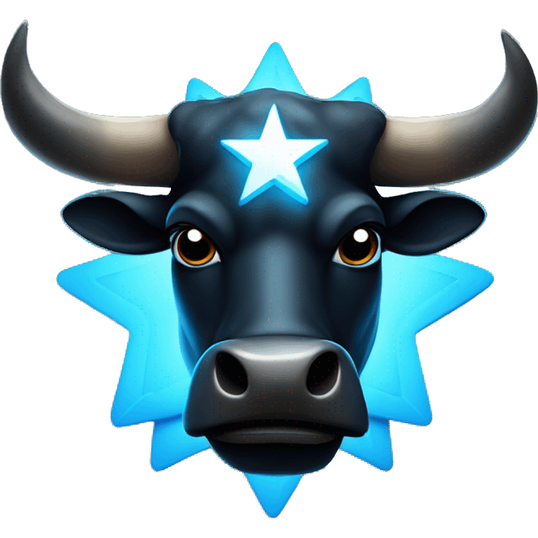 black bull head with a shining blue penta star on his forehead emoji