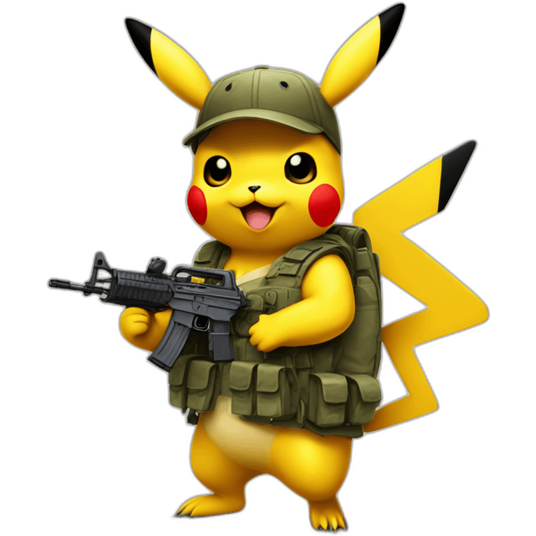 pikachu wearing bulletproof vest and a ak-17 emoji