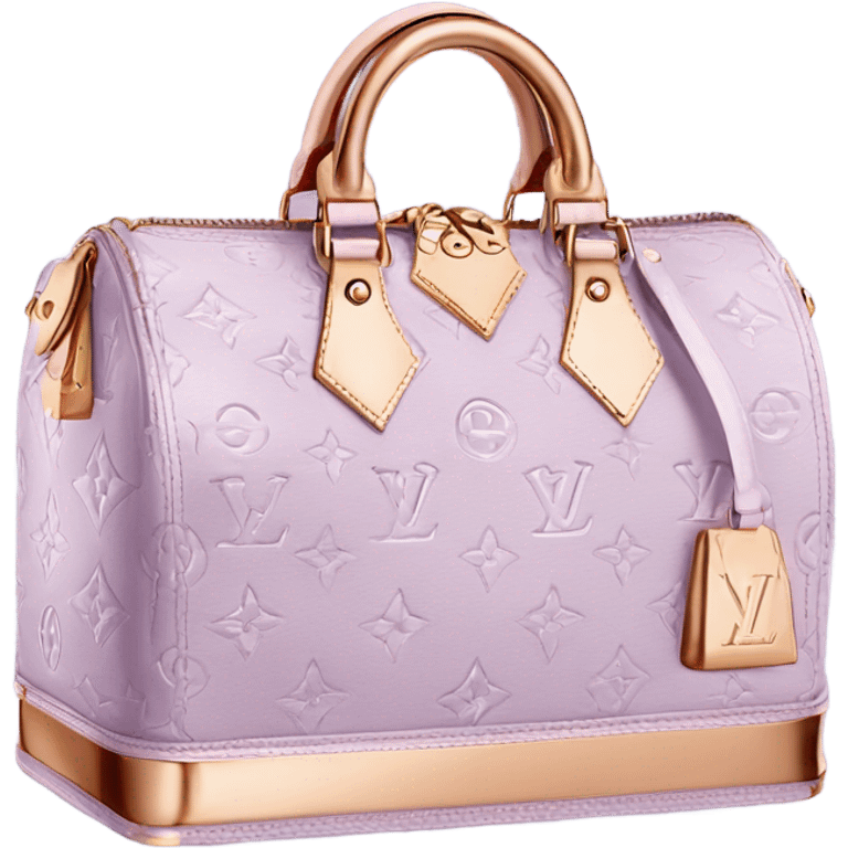 pastel purple Designer Louis Vuitton bag with rose gold monogram and witw trim emoji