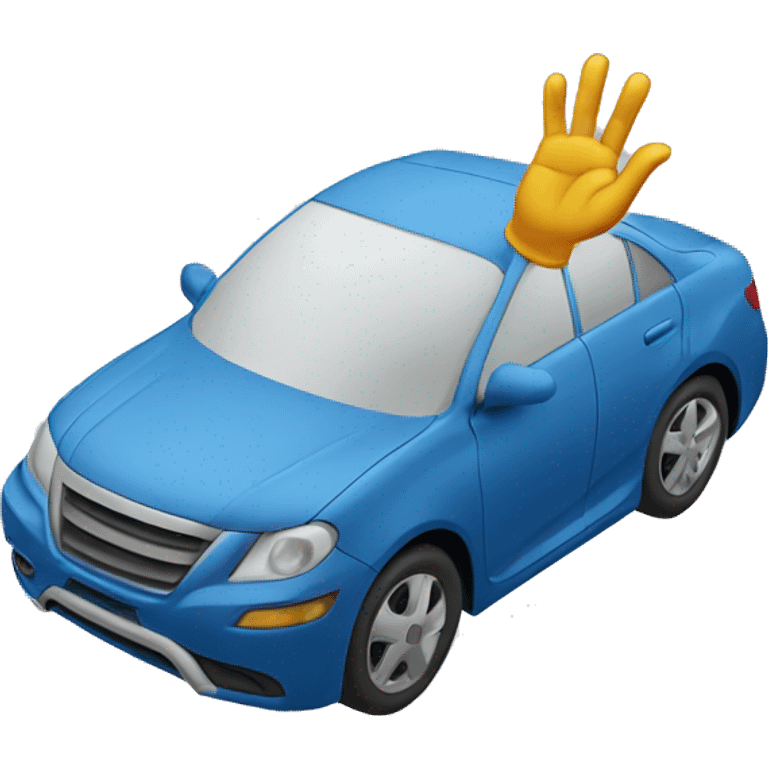 waving hand in the shape of a car emoji