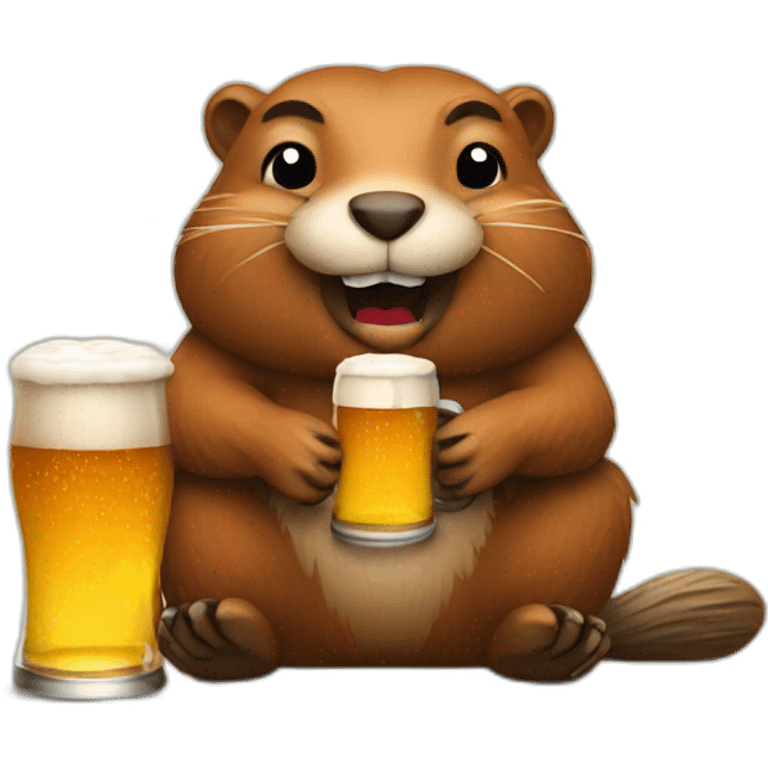 Beaver with beer emoji