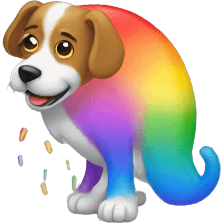 a dog pooping out rainbows emoji