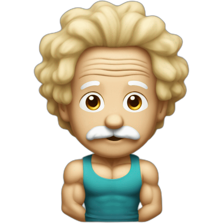 Einstein body building in gym emoji