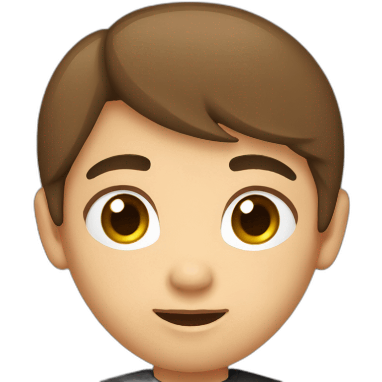 Brown hair round face asian in a black shirt emoji