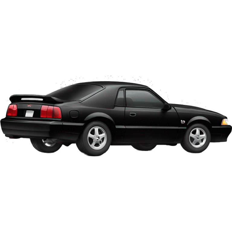 a black 1993 ford mustang with a hood scoop sedan emoji