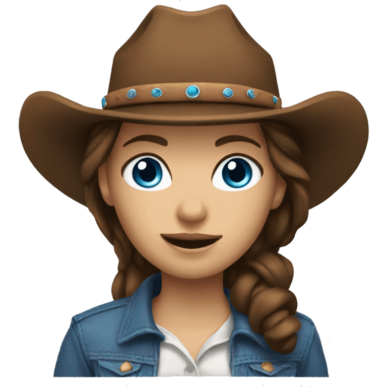 Cowgirl with brown hair and blue eyes emoji