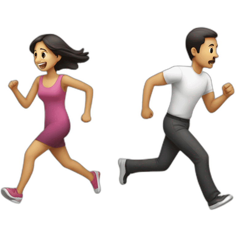 Man running from woman emoji