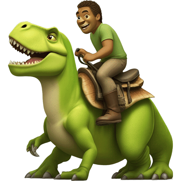 shrek riding a t-rex emoji