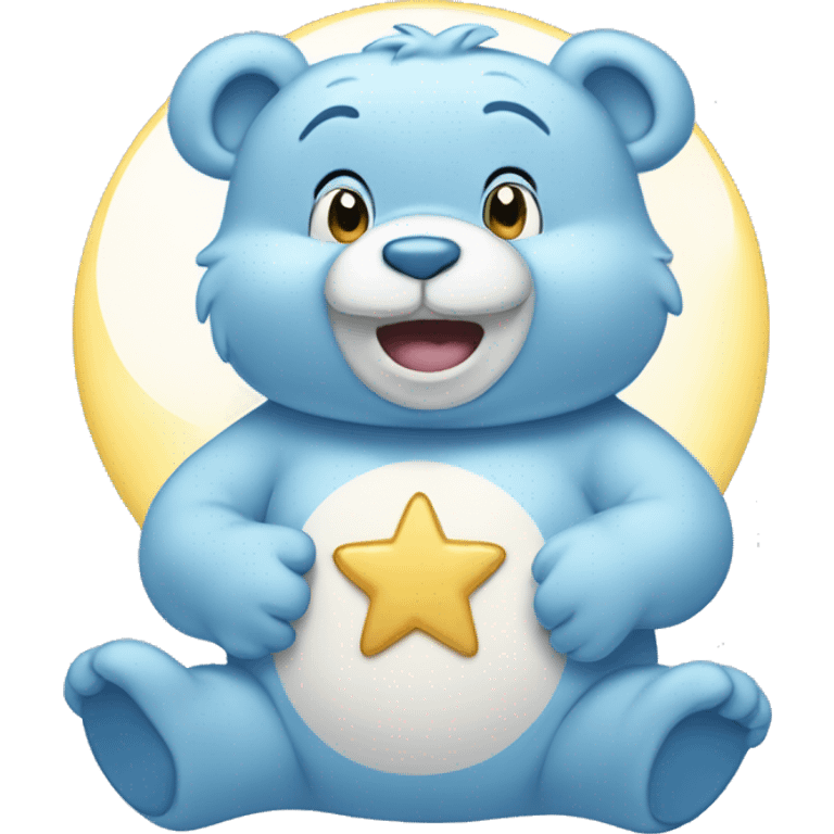 light blue carebear with moon and star on stomach emoji