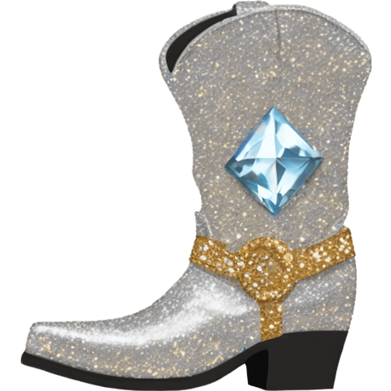 Diamond bedazzled glitter cowboy boots emoji