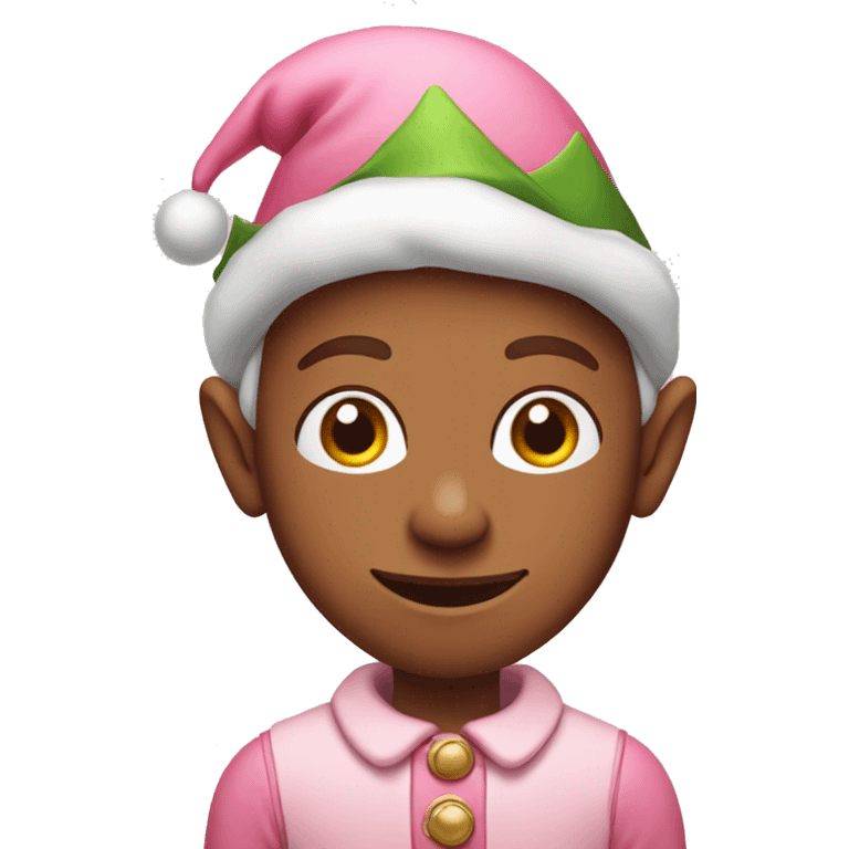 An emoji of a Christmas Elf with pastel pink clothes emoji