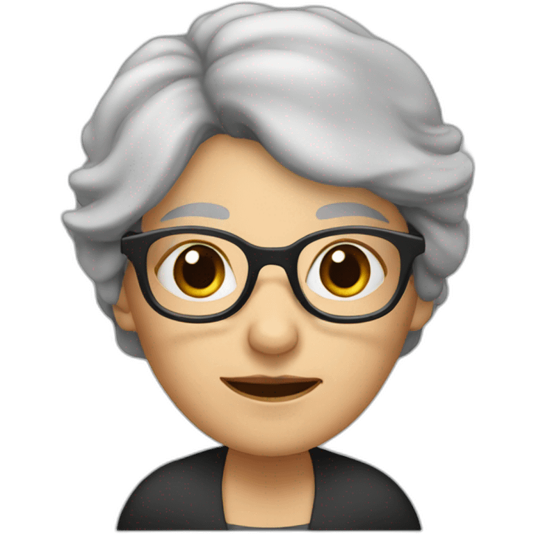 Old woman With black hair. glasses emoji