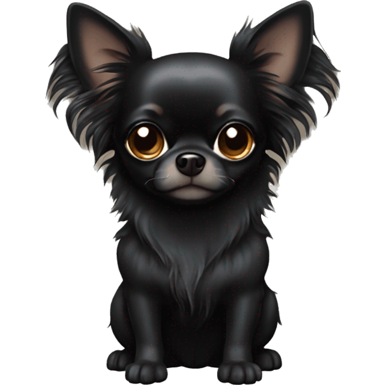 All black long hair chihuahua  emoji