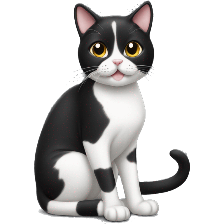 black and white cat with tongue out emoji