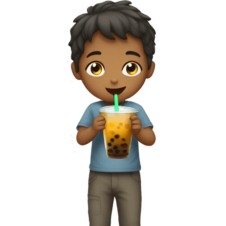 kid drinking boba emoji