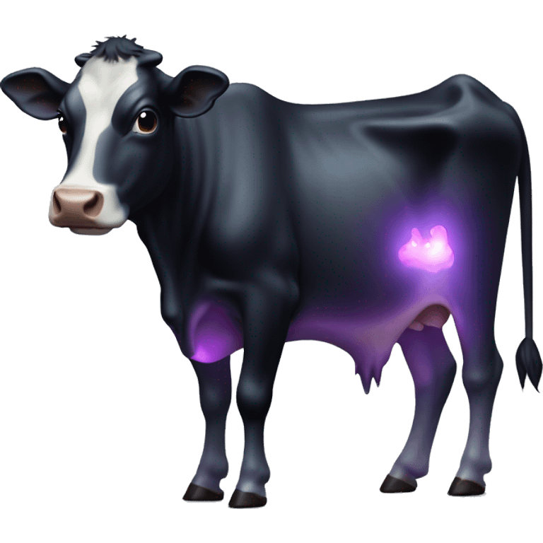 Dark iridescent cow glowing emoji