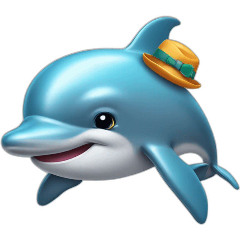 dolphin with hat emoji