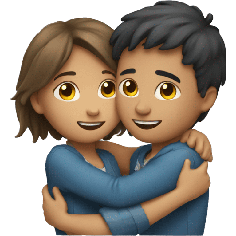 Girl and boy hugging emoji