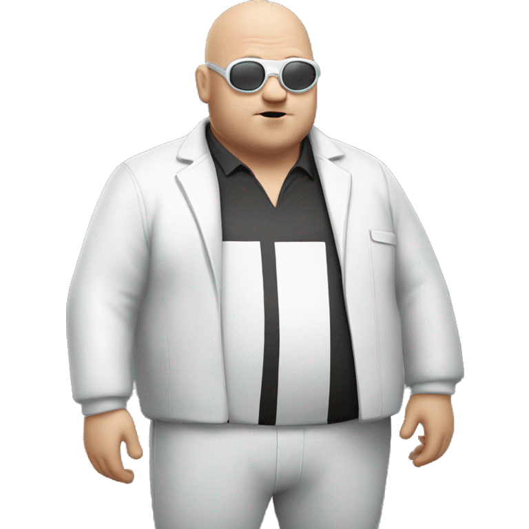 chubby bald man with goggles and white jacket  emoji