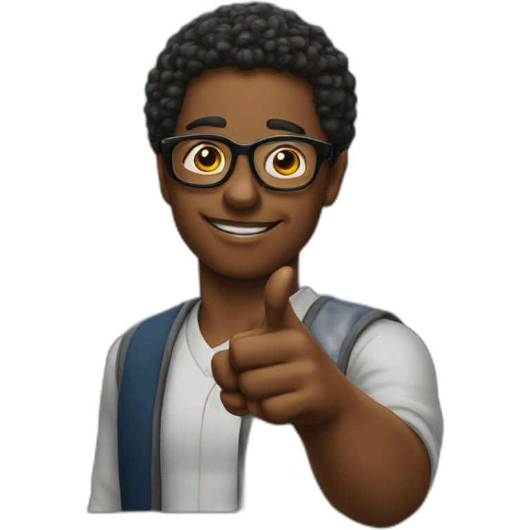 black nerd pointing finger up emoji