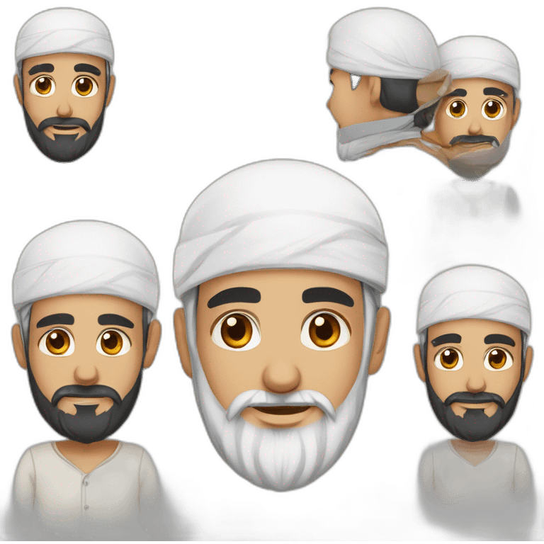 Indian Hyderabadi Muslim men with black beard and skull cap and wearing Pathani suit emoji