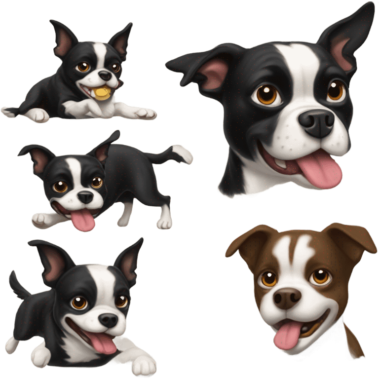 boston terrier punching border collie emoji