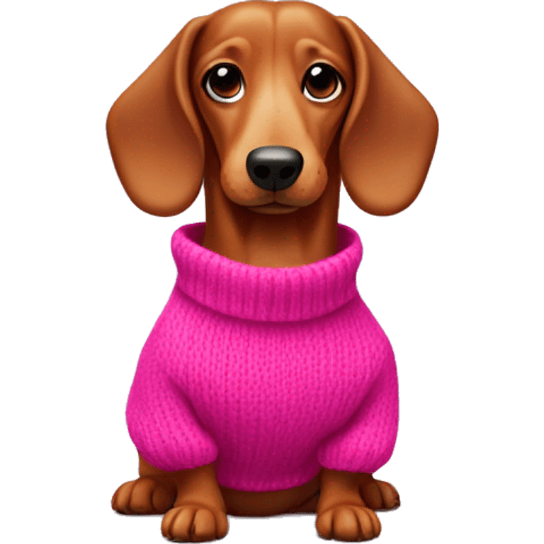 sausage dog wearing a bright pink sweater emoji