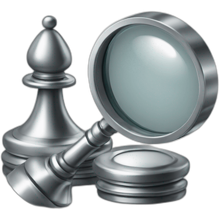 metallic chess and magnifying glass emoji