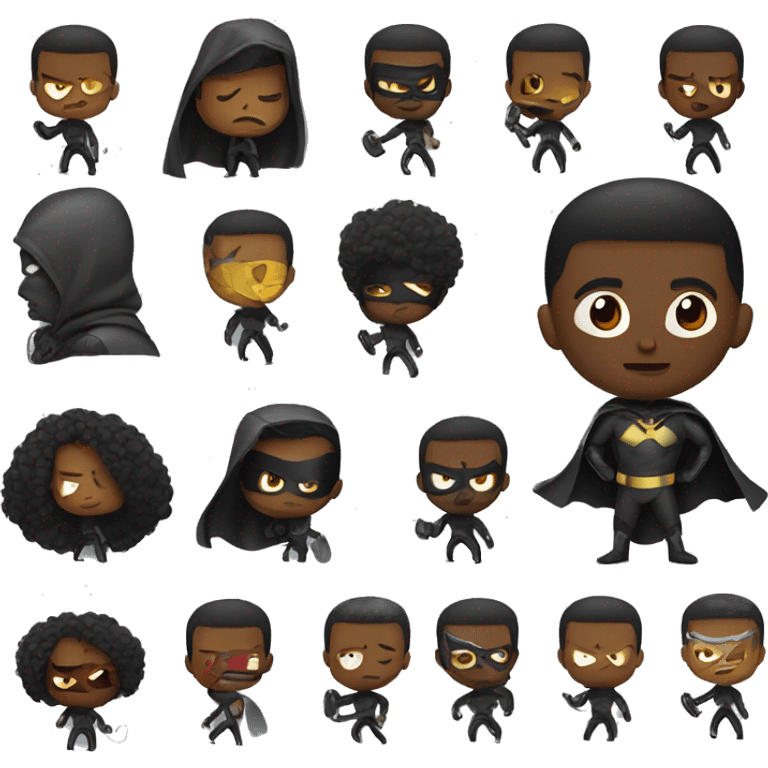 Black Superhero’s fighting bad guys emoji