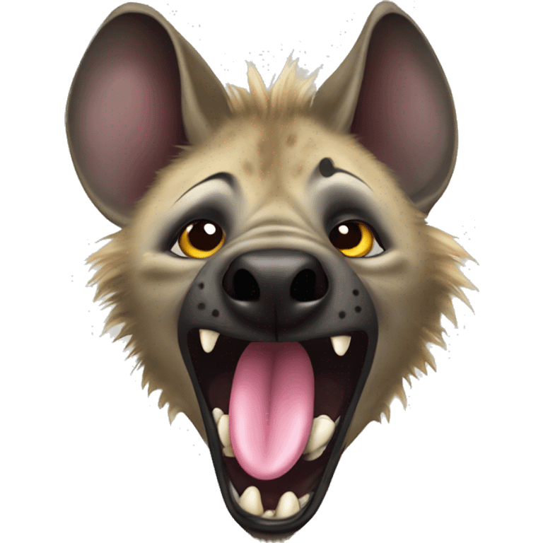 hyena with tongue sticking out emoji