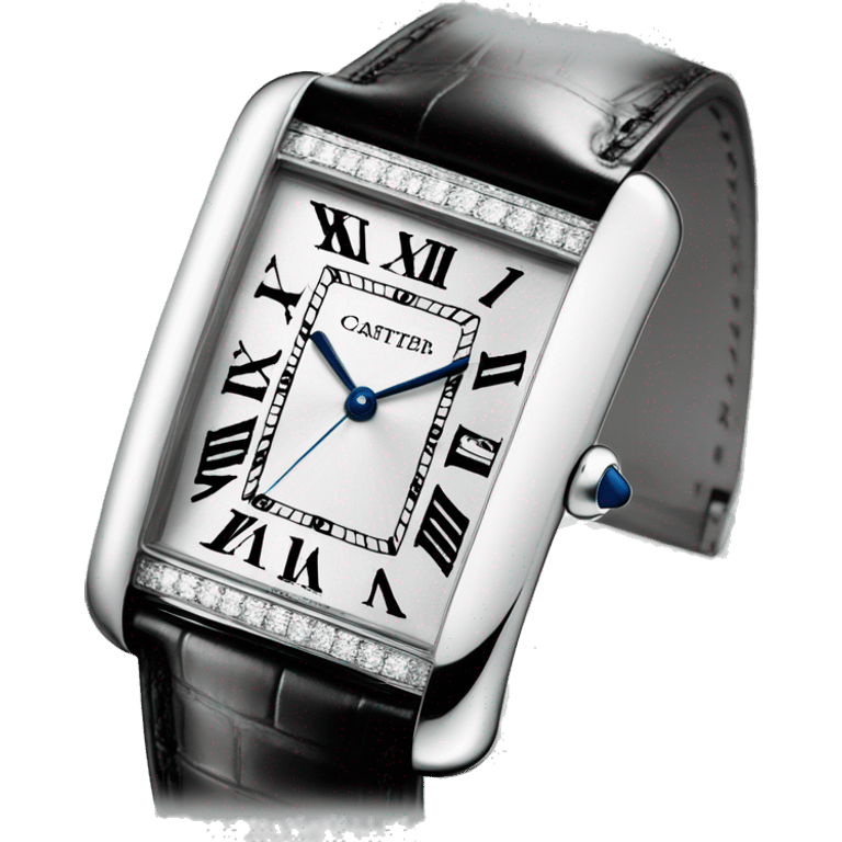 Silver cartier tank with black strap emoji