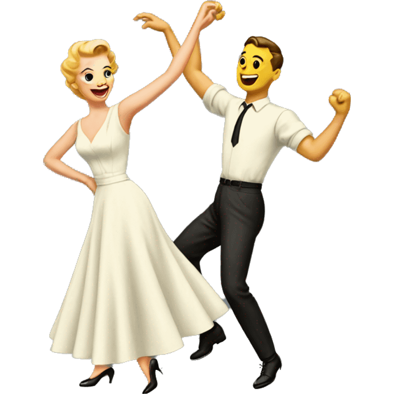 White couple dancing 50s emoji