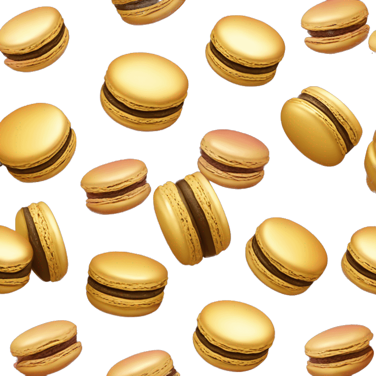 Realistic metallic gold macaroon with gradient colorful filling  emoji