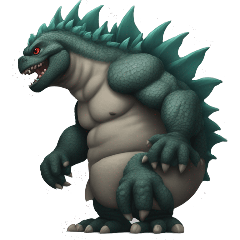 Godzilla with big tattoos on his skin emoji