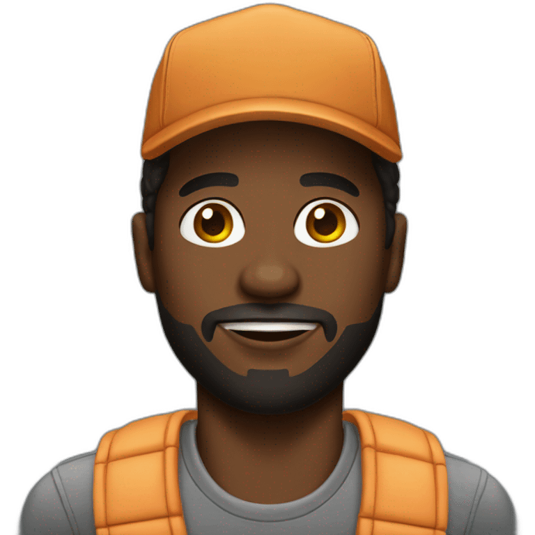 Black man wears a trucker outfit emoji