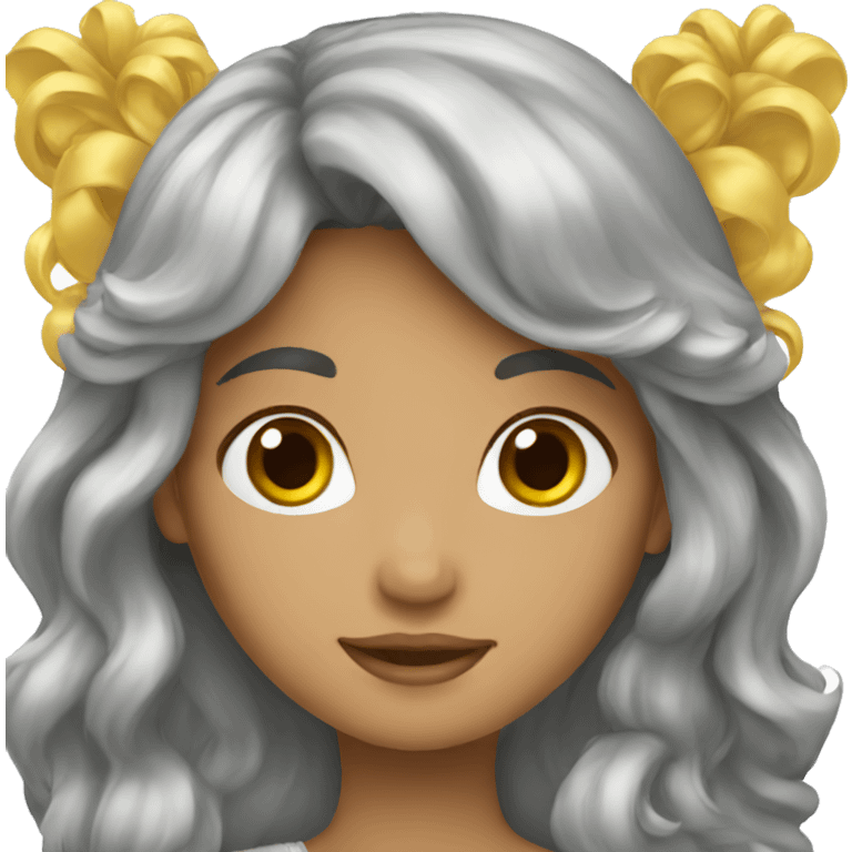 princess emoji with long brown hair and bangs emoji