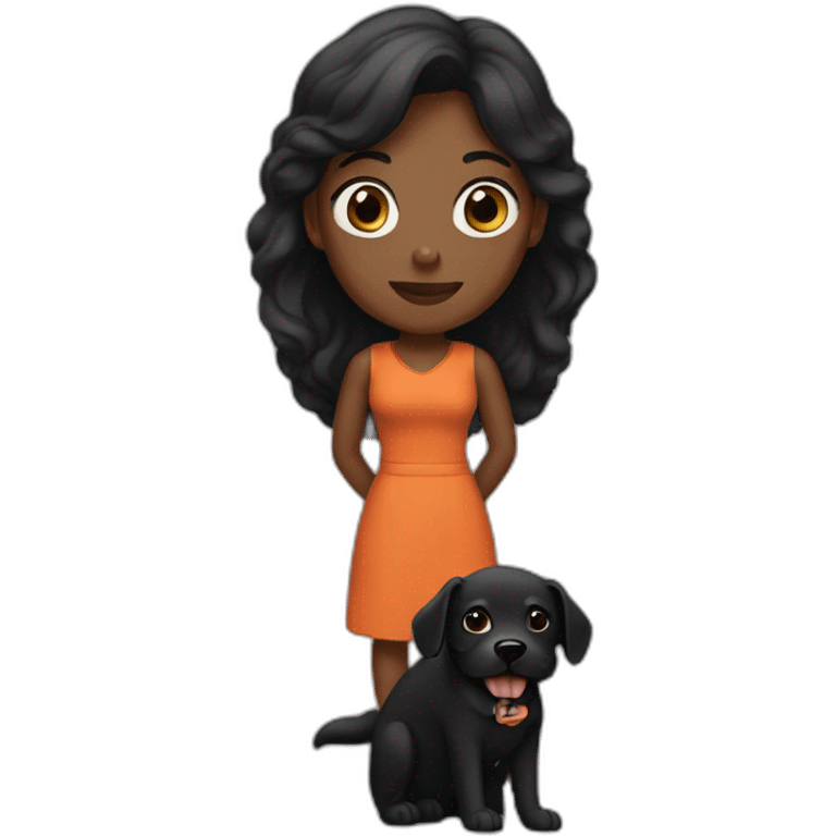 auburn-woman-with-black-dog emoji